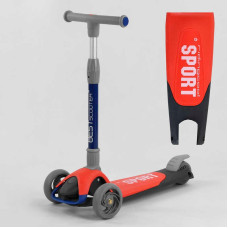 Самокат трехколесный F-44077 Best Scooter КРАСНЫЙ складной алюминиевый руль 3 колеса PU со светом d=120*35мм Best Scooter