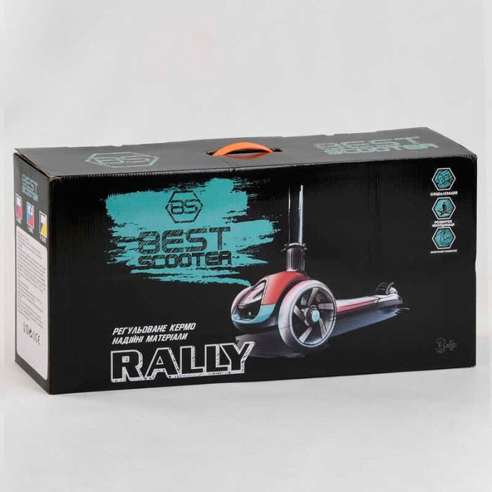 Самокат трехколесный F-44077 Best Scooter КРАСНЫЙ складной алюминиевый руль 3 колеса PU со светом d=120*35мм Best Scooter