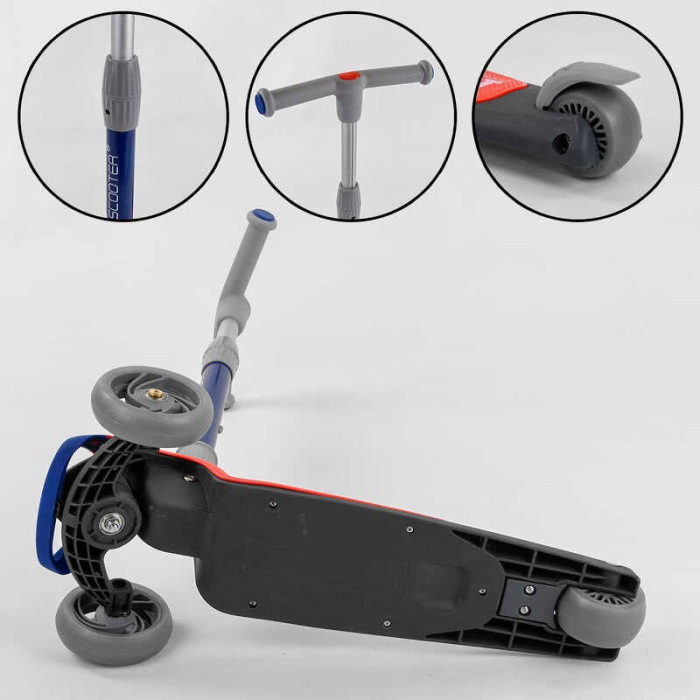 Самокат трехколесный F-44077 Best Scooter КРАСНЫЙ складной алюминиевый руль 3 колеса PU со светом d=120*35мм Best Scooter