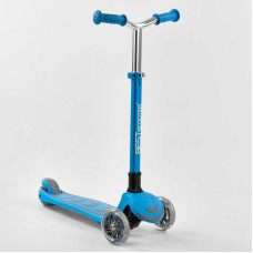 Самокат трехколесный Y-00180 Best Scooter ГОЛУБОЙ складной алюминиевый руль 4 колеса PU со светом d=12 см Best Scooter