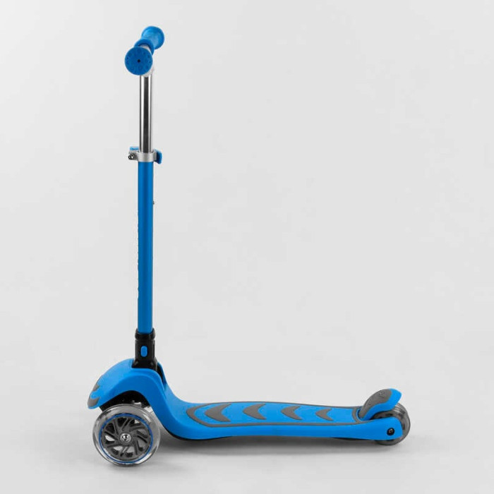 Самокат трехколесный Y-00180 Best Scooter ГОЛУБОЙ складной алюминиевый руль 4 колеса PU со светом d=12 см Best Scooter