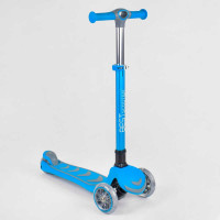 Самокат трехколесный 38603 Best Scooter ГОЛУБОЙ складной алюминиевый руль 4 колеса PU со светом d=12 см Best Scooter