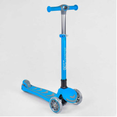 Самокат трехколесный 38603 Best Scooter ГОЛУБОЙ складной алюминиевый руль 4 колеса PU со светом d=12 см Best Scooter