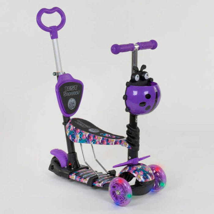 Самокат 5в1 19870 Best Scooter АБСТРАКЦИЯ PU колеса ПОДСВЕТКА КОЛЕС Best Scooter