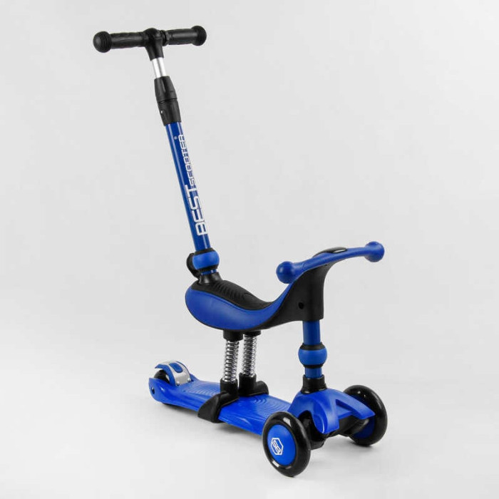Самокат-велобайк 3в1 трехколесный BS-27018 Best Scooter 3 колеса PU с светом сиденье амортизаторы родительская ручка Best Scooter