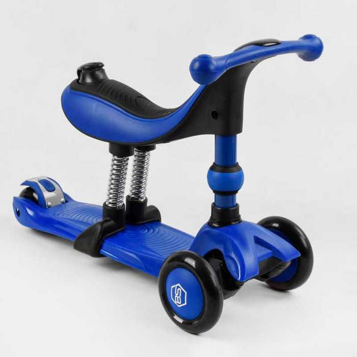 Самокат-велобайк 3в1 трехколесный BS-27018 Best Scooter 3 колеса PU с светом сиденье амортизаторы родительская ручка Best Scooter