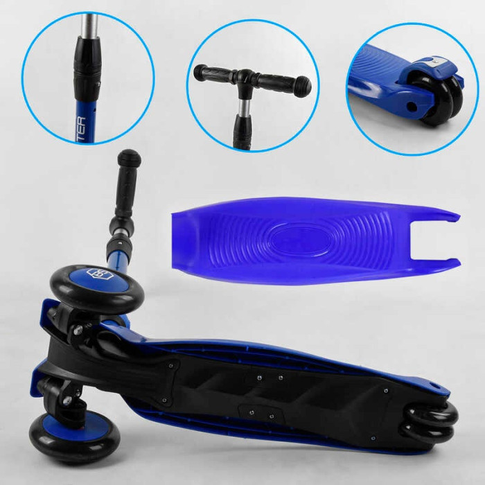 Самокат-велобайк 3в1 трехколесный BS-27018 Best Scooter 3 колеса PU с светом сиденье амортизаторы родительская ручка Best Scooter