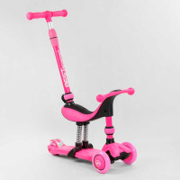 Самокат-велобег 3в1 трехколесный BS-23180 Best Scooter 3 колеса PU со светом сидение амортизаторы родительская ручка Best Scooter