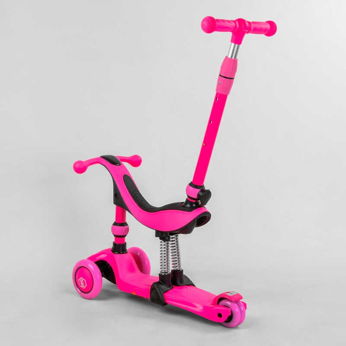 Самокат-велобег 3в1 трехколесный BS-23180 Best Scooter 3 колеса PU со светом сидение амортизаторы родительская ручка Best Scooter