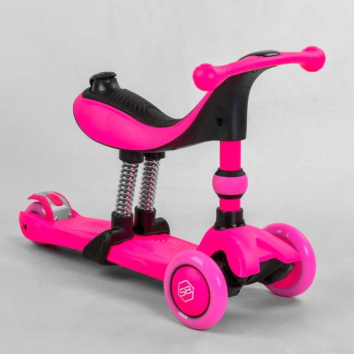 Самокат-велобег 3в1 трехколесный BS-23180 Best Scooter 3 колеса PU со светом сидение амортизаторы родительская ручка Best Scooter