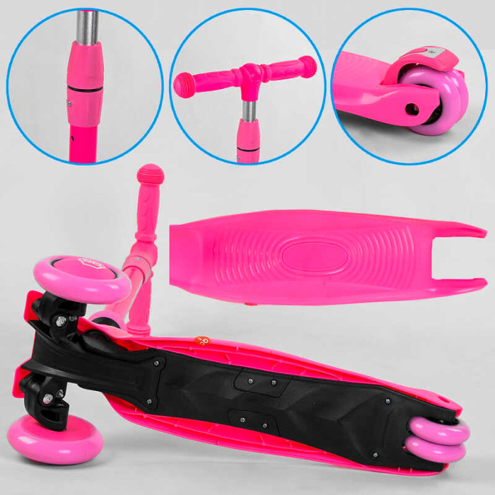 Самокат-велобег 3в1 трехколесный BS-23180 Best Scooter 3 колеса PU со светом сидение амортизаторы родительская ручка Best Scooter