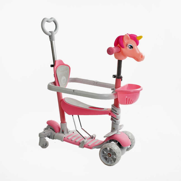 Самокат 5в1 P-63700 Best Scooter с ДОП КОЛЕСАМИ защитный бампер PU колеса с светом Best Scooter
