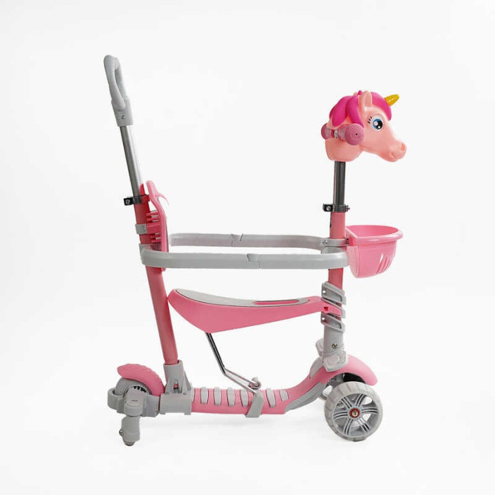 Самокат 5в1 P-63700 Best Scooter с ДОП КОЛЕСАМИ защитный бампер PU колеса с светом Best Scooter