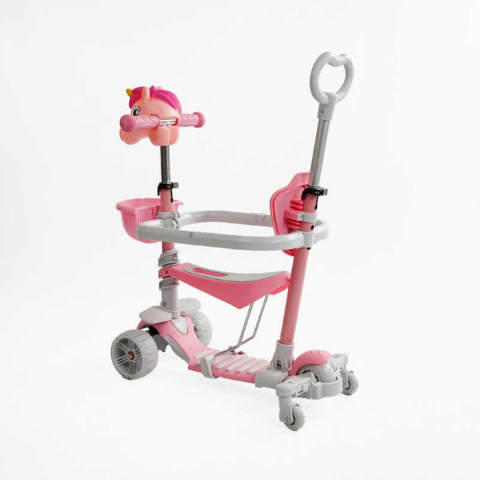 Самокат 5в1 P-63700 Best Scooter с ДОП КОЛЕСАМИ защитный бампер PU колеса с светом Best Scooter