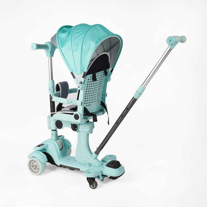 Самокат 5в1 Skyper BL-94617 колеса PU125х40 мм зі світлом з капюшоном поворотне сидіння з ДОП КОЛЕСАМИ захисний бампер Skyper