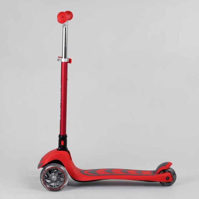 Самокат трехколесный Y-00325 Best Scooter КРАСНЫЙ складной алюминиевый руль 4 колеса PU со светом d=12 см Best Scooter