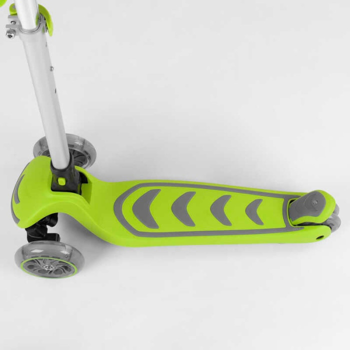 Самокат трехколесный 46987 Best Scooter САЛАТОВЫЙ складной алюминиевый руль 4 колеса PU со светом d=12 см Best Scooter