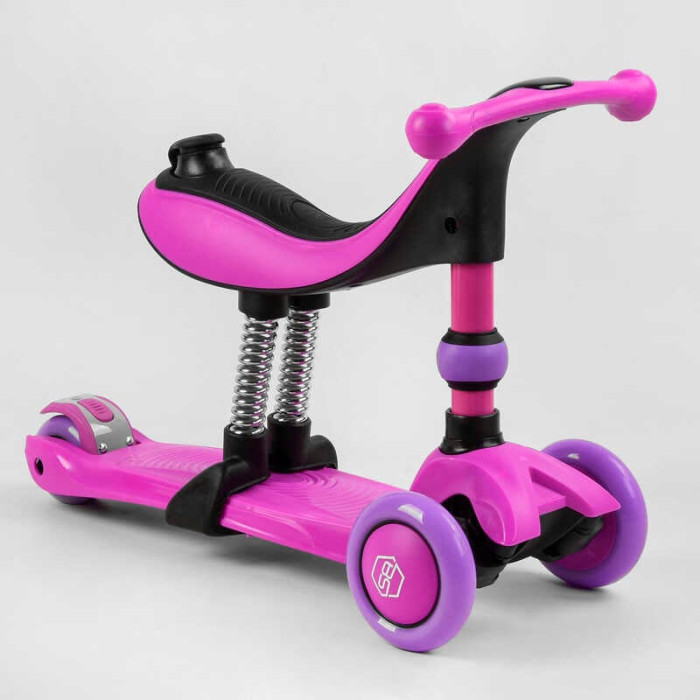 Самокат-велобег 3в1 трехколесный BS-26566 Best Scooter 3 колеса PU со светом амортизаторы родительская ручка Best Scooter