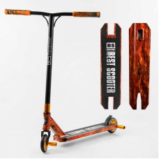Самокат трюковый Best Scooter BS-77225 HIC-система ПЕГИ алюминиевый диск и дека с ПРИНТОМ колёса PU d=110мм ширина руля - 60 см Best Scooter