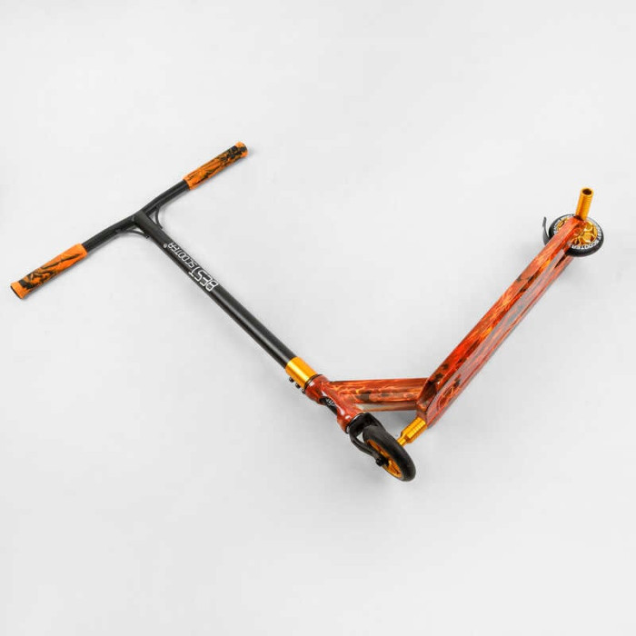 Самокат трюковый Best Scooter BS-77225 HIC-система ПЕГИ алюминиевый диск и дека с ПРИНТОМ колёса PU d=110мм ширина руля - 60 см Best Scooter