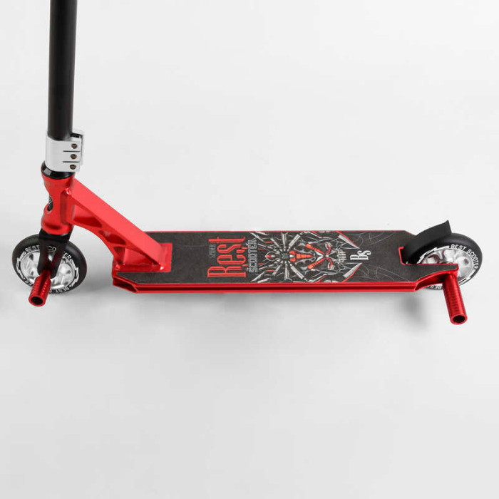 Самокат трюковый 28536 Best Scooter HIC-система ПЕГИ алюминиевый диск и дека АНОДИРОВАННАЯ ПОКРАСКА колёса PU d=110мм ширина руля - 60 см Best Scooter