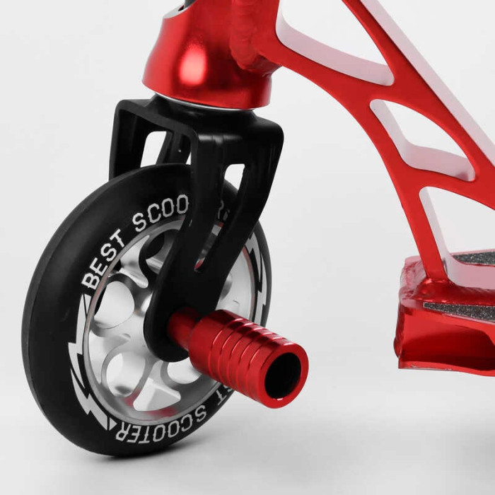 Самокат трюковый 28536 Best Scooter HIC-система ПЕГИ алюминиевый диск и дека АНОДИРОВАННАЯ ПОКРАСКА колёса PU d=110мм ширина руля - 60 см Best Scooter
