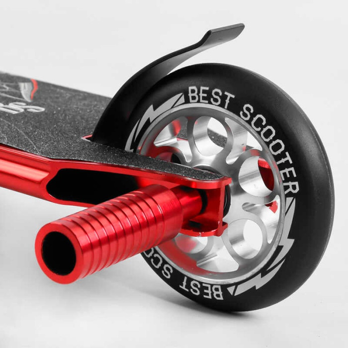 Самокат трюковый 28536 Best Scooter HIC-система ПЕГИ алюминиевый диск и дека АНОДИРОВАННАЯ ПОКРАСКА колёса PU d=110мм ширина руля - 60 см Best Scooter