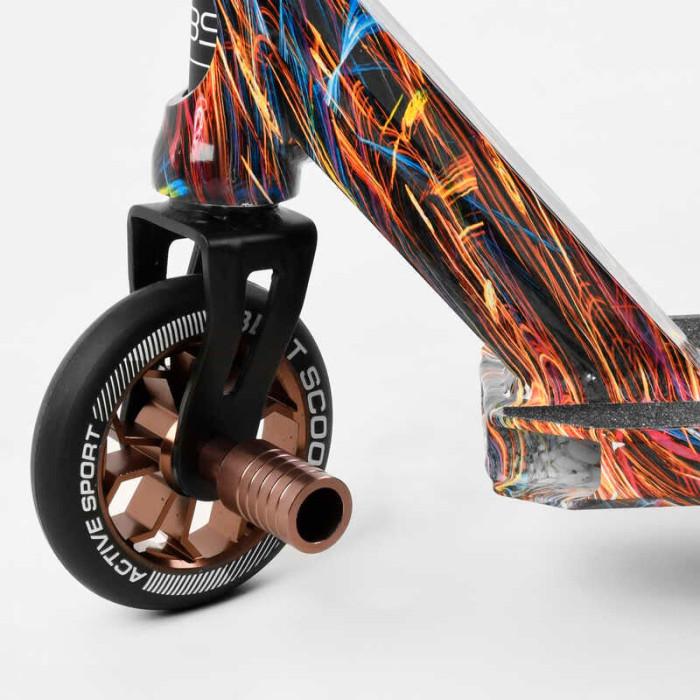 Самокат трюковый Best Scooter BS-77350 HIC-система ПЕГИ алюминиевый диск и дека с ПРИНТОМ колёса PU d=110мм ширина руля - 60 см Best Scooter