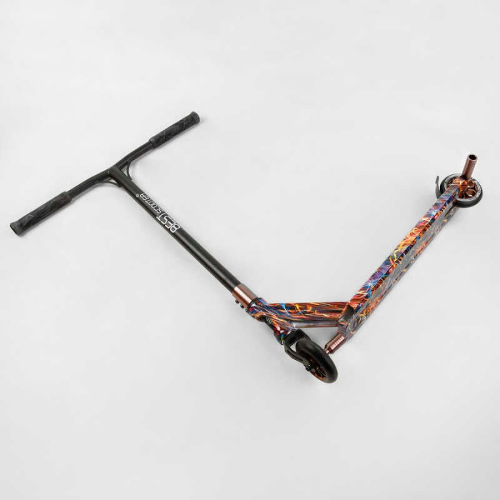 Самокат трюковый Best Scooter BS-77350 HIC-система ПЕГИ алюминиевый диск и дека с ПРИНТОМ колёса PU d=110мм ширина руля - 60 см Best Scooter