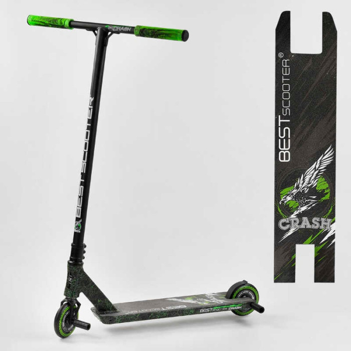 Самокат трюковый 41747 Best Scooter CRASH HIC-система ПЕГИ алюминиевый диск и дека колёса 110мм PU ширина руля - 57 см Best Scooter