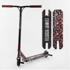 Самокат трюковый Best Scooter BS-77488 HIC-система ПЕГИ алюминиевый диск и дека с ПРИНТОМ колёса PU d=110мм ширина руля - 60 см Best Scooter