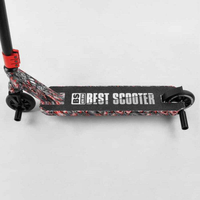 Самокат трюковый Best Scooter BS-77488 HIC-система ПЕГИ алюминиевый диск и дека с ПРИНТОМ колёса PU d=110мм ширина руля - 60 см Best Scooter