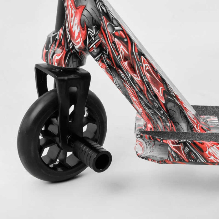 Самокат трюковый Best Scooter BS-77488 HIC-система ПЕГИ алюминиевый диск и дека с ПРИНТОМ колёса PU d=110мм ширина руля - 60 см Best Scooter