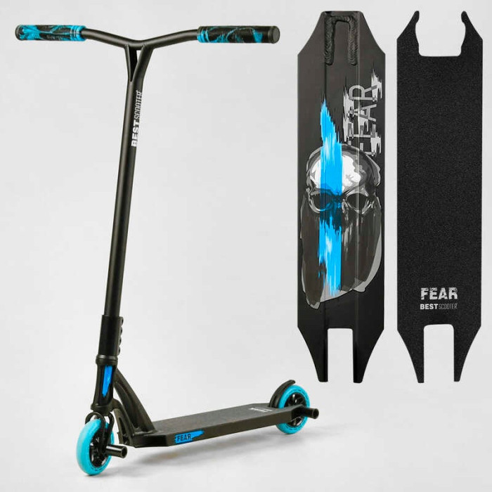 Самокат трюковый МТ-40488 Best Scooter FEAR SCS-система ПЕГИ алюминиевый диск и дека колеса PU d=115мм 58 см Best Scooter
