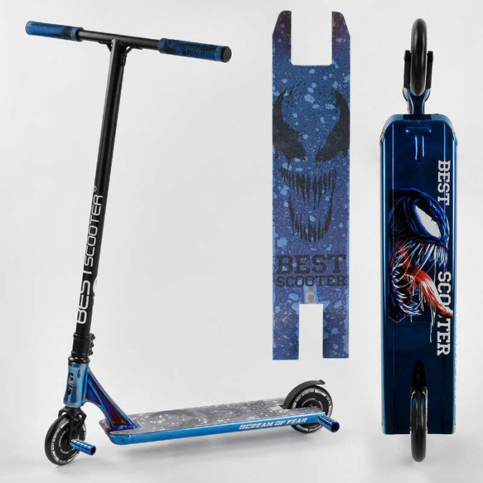 Самокат трюковый 44374 Best Scooter SIMBIOTE HIC-система ПЕГИ алюминиевый диск и дека колеса 120мм PU ширина руля - 57 см Best Scooter