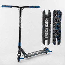 Самокат трюковый Best Scooter BS-77566 HIC-система ПЕГИ алюминиевый диск и дека с ПРИНТОМ колёса PU d=110мм ширина руля - 60 см Best Scooter
