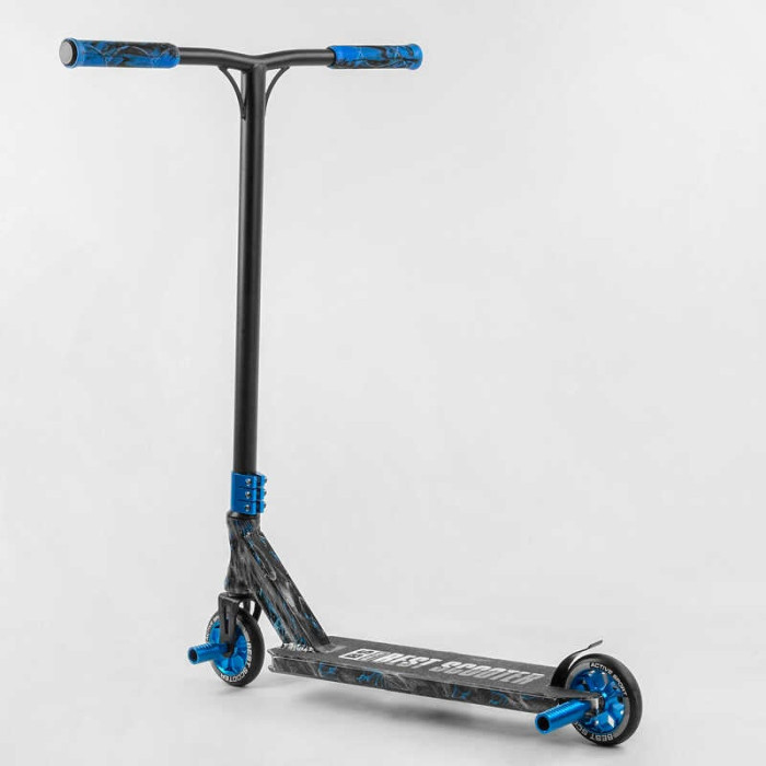 Самокат трюковый Best Scooter BS-77566 HIC-система ПЕГИ алюминиевый диск и дека с ПРИНТОМ колёса PU d=110мм ширина руля - 60 см Best Scooter