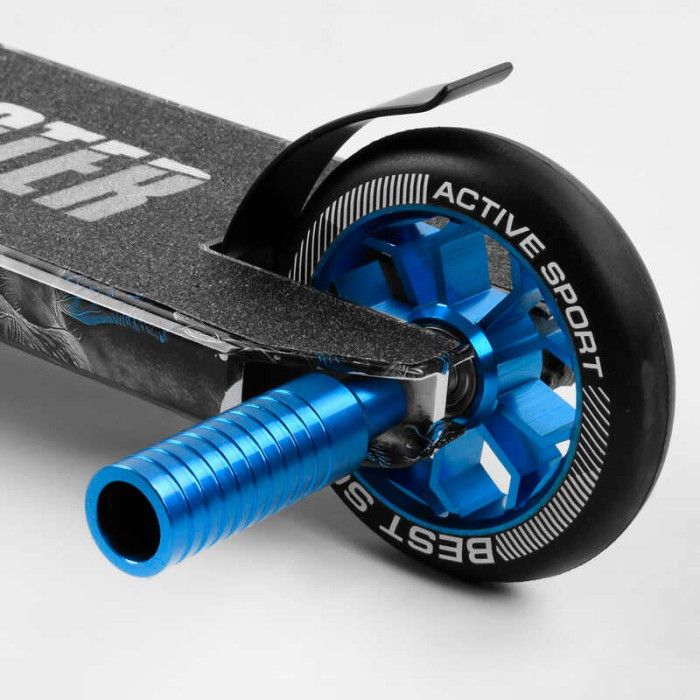 Самокат трюковый Best Scooter BS-77566 HIC-система ПЕГИ алюминиевый диск и дека с ПРИНТОМ колёса PU d=110мм ширина руля - 60 см Best Scooter