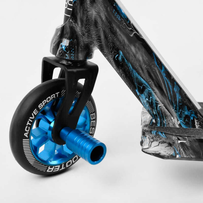 Самокат трюковый Best Scooter BS-77566 HIC-система ПЕГИ алюминиевый диск и дека с ПРИНТОМ колёса PU d=110мм ширина руля - 60 см Best Scooter