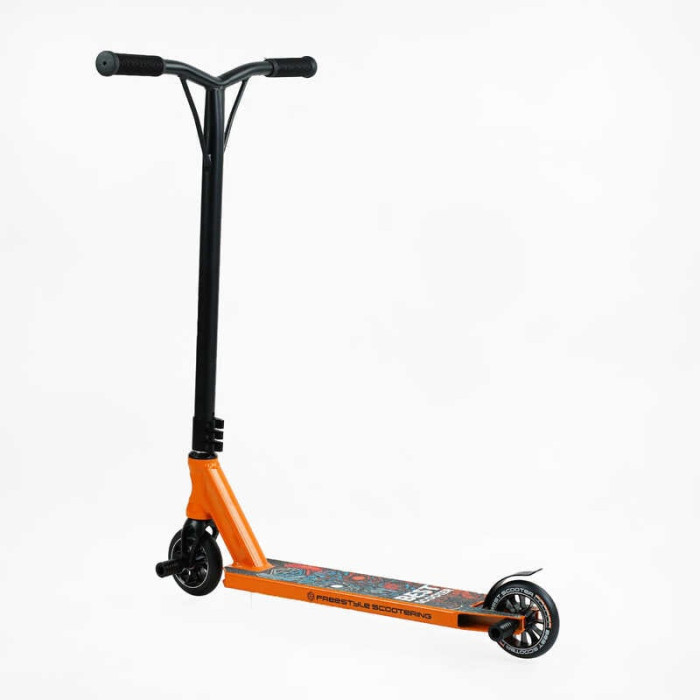 Самокат трюковый Best Scooter 18378 HIC-система ПЕГИ алюминиевый диск и дека колёса PU d-110мм ширина руля-52см высота - 83см Best Scooter