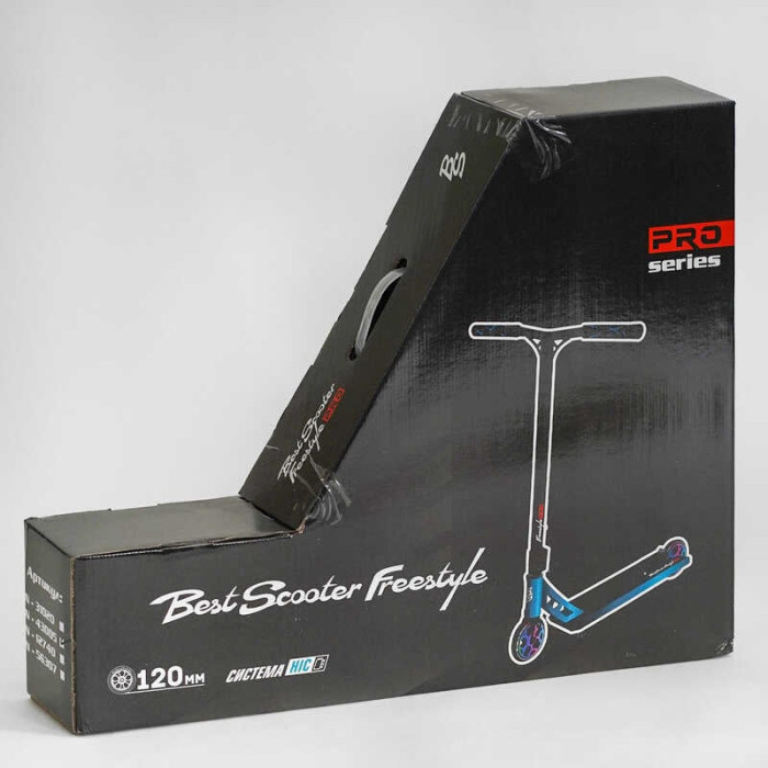 Самокат трюковый N-56307 Best Scooter Freestyle HIC-система ПЕГИ алюминиевый диск и дека колеса PU d=120мм ширина руля 58 см Best Scooter
