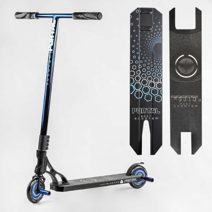 Самокат трюковый PL-71744 Best Scooter Portal HIC-система ПЕГИ алюминиевый диск и дека колеса PU d=120мм ширина руля 58 см Best Scooter