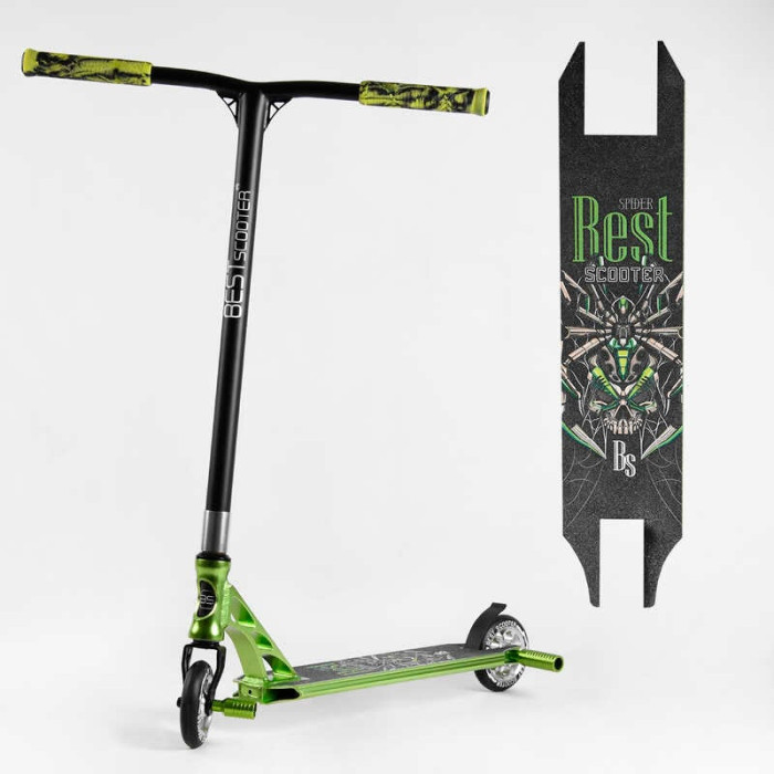Самокат трюковый 53442 Best Scooter HIC-система ПЕГИ алюминиевый диск и дека АНОДИРОВАННАЯ ПОКРАСКА колёса PU d=110мм ширина руля - 60 см Best Scooter