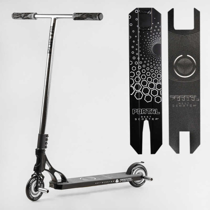 Самокат трюковый PL-81855 Best Scooter Portal HIC-система ПЕГИ алюминиевый диск и дека колеса PU d=120мм ширина руля 58 см Best Scooter