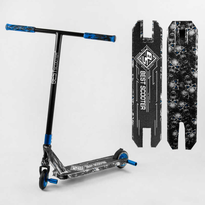 Самокат трюковый Best Scooter BS-99808 HIC-система ПЕГИ алюминиевый диск и дека с ПРИНТОМ колеса PU Best Scooter