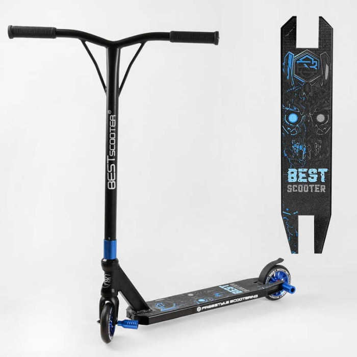 Самокат трюковый Best Scooter 54528 HIC-система ПЕГИ алюминиевый диск и дека колёса PU d-110мм ширина руля-52см высота - 83см Best Scooter