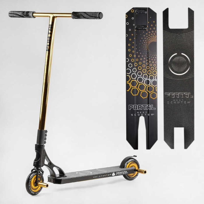 Самокат трюковый PL-91977 Best Scooter Portal HIC-система ПЕГИ алюминиевый диск и дека колеса PU d=120мм ширина руля 58 см Best Scooter
