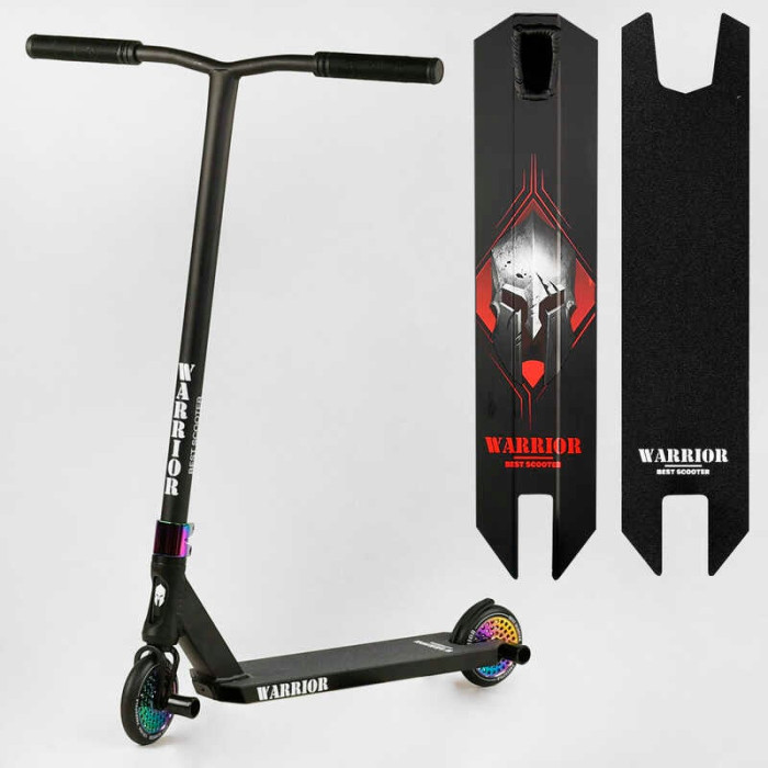 Самокат трюковый Т-60738 Best Scooter Warrior HIC-система ПЕГИ алюминиевый диск и дека колеса PU d=120мм ширина руля 58 см Best Scooter