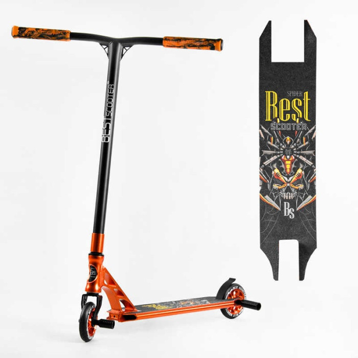 Самокат трюковый 53880 Best Scooter HIC-система ПЕГИ алюминиевый диск и дека АНОДИРОВАННАЯ ПОКРАСКА колёса PU d=110мм ширина руля - 60 см Best Scooter