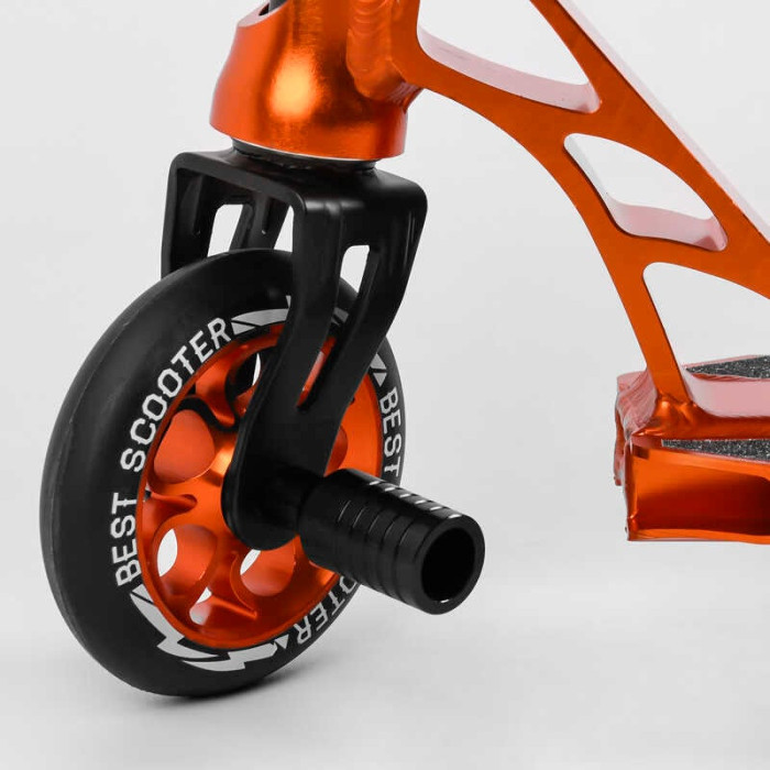 Самокат трюковый 53880 Best Scooter HIC-система ПЕГИ алюминиевый диск и дека АНОДИРОВАННАЯ ПОКРАСКА колёса PU d=110мм ширина руля - 60 см Best Scooter